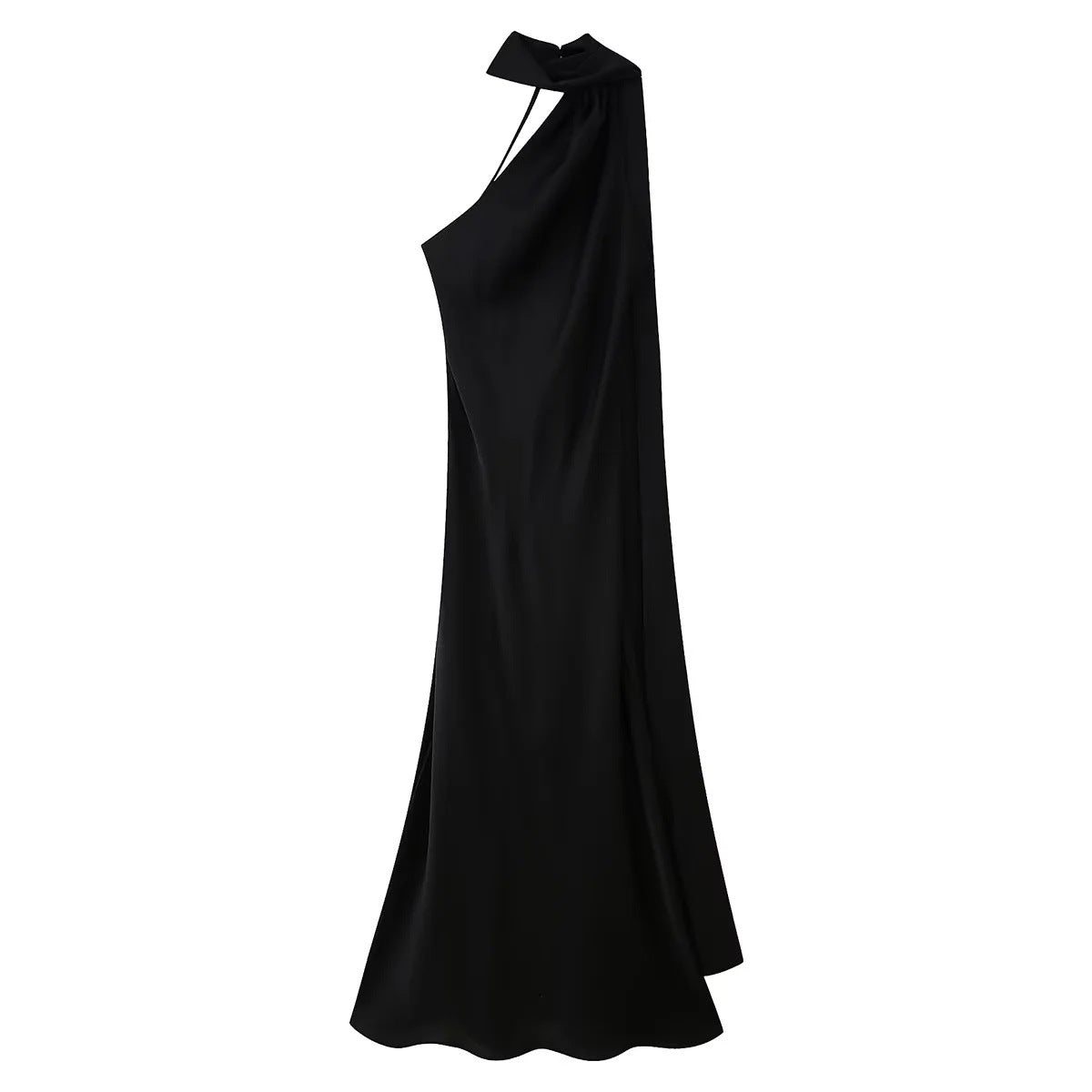 Ladies Evening Dress with Elegant Stand-Up Collar and Voluminous Cape Dulcira