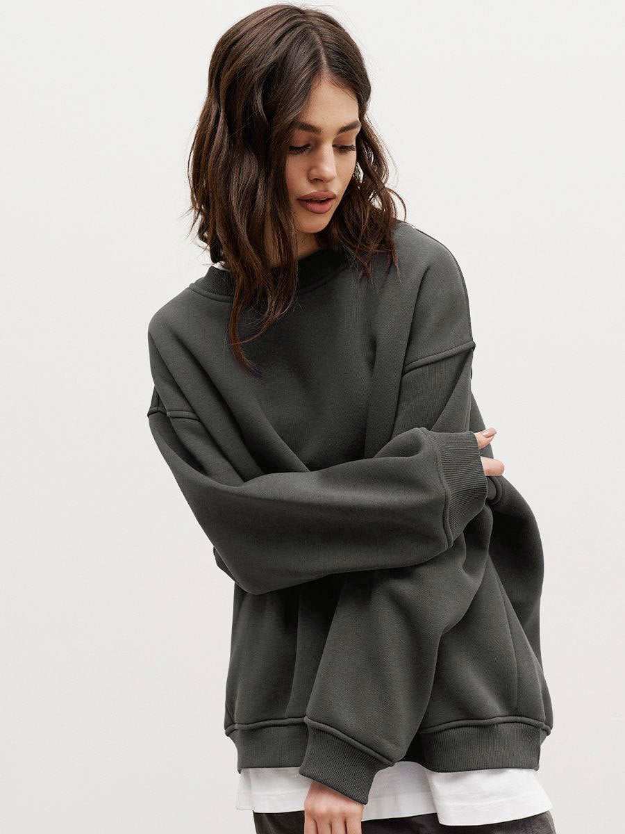 Women's Oversized Sweatshirt with Dropped Shoulder and Soft Fleece Fabric Dulcira