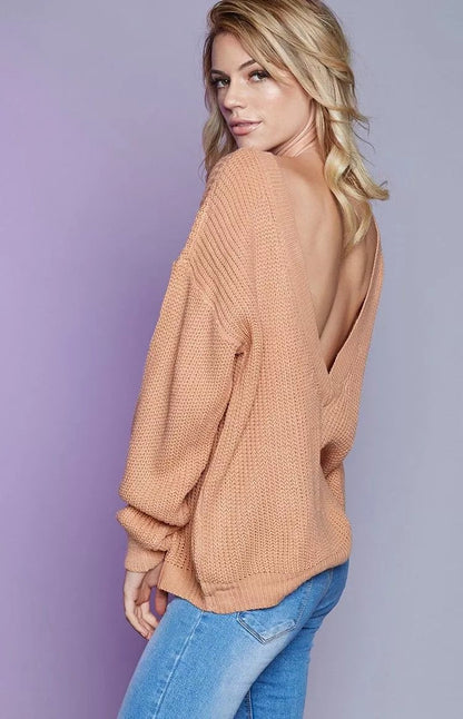 Dulcira | Women’s Knitted Sweater With Deep V-Neck and Casual Fit