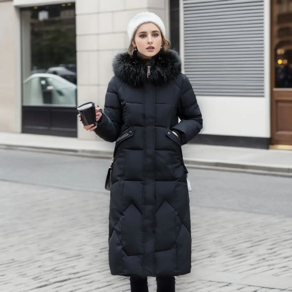 Dulcira | Long Winter Coat with Fur Hood
