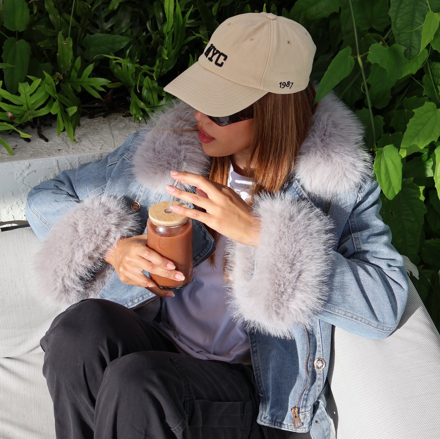 Dulcira | Denim Jacket with Faux Fur Collar