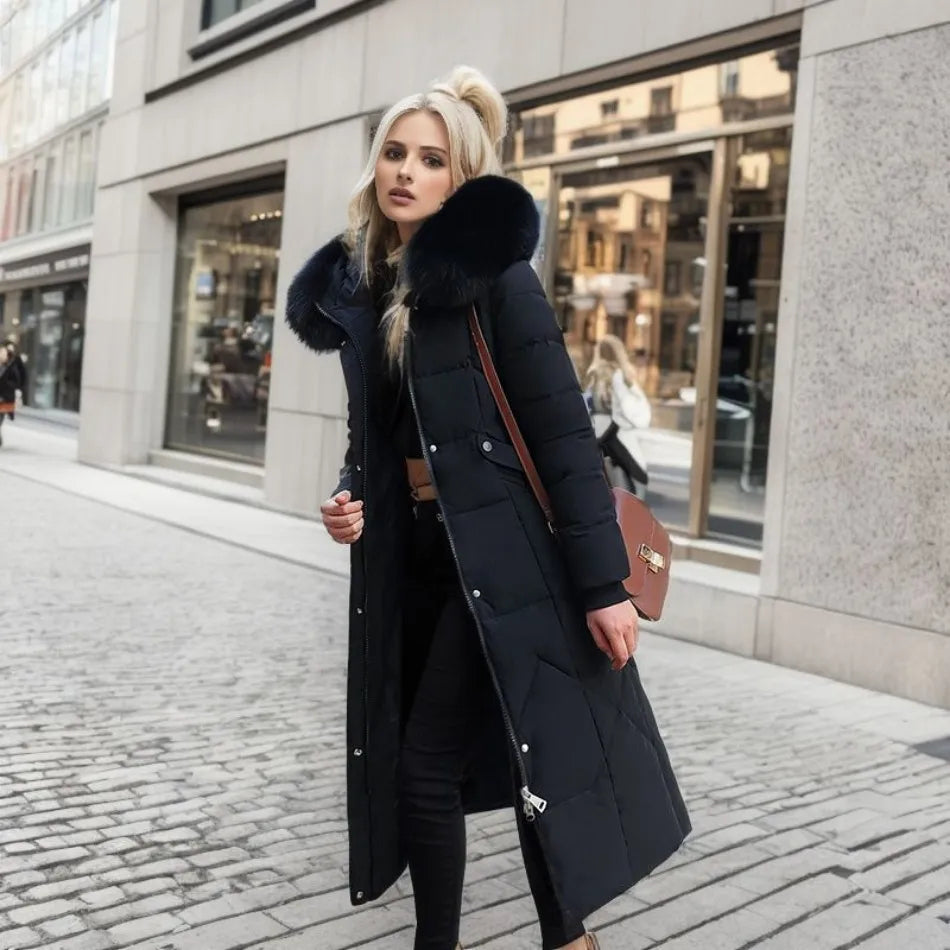 Dulcira | Long Winter Coat with Fur Hood