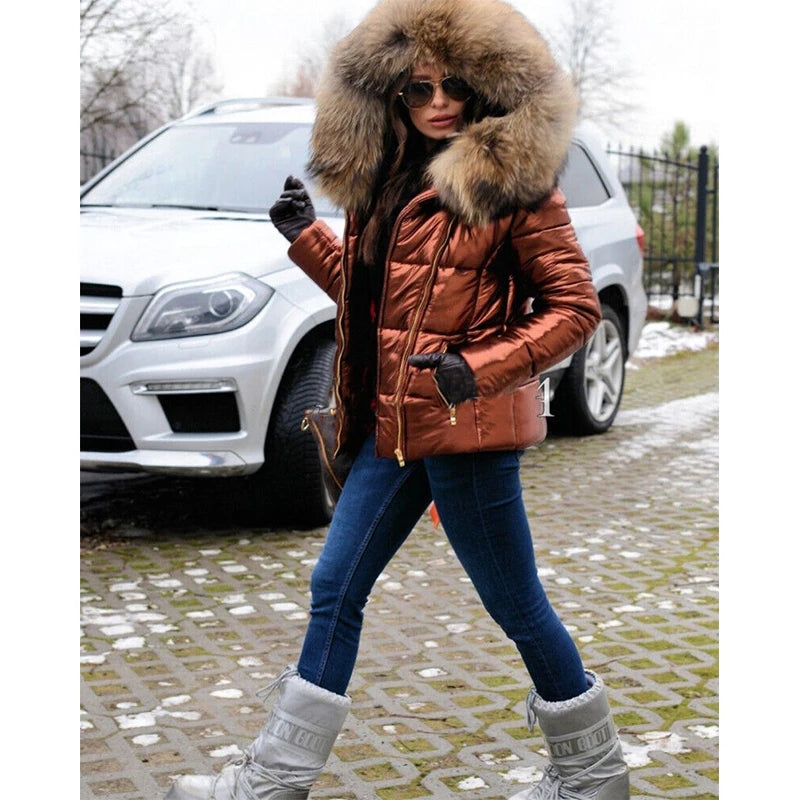 Dulcira | Women's Winter Jacket with Hood and Faux Fur Lining