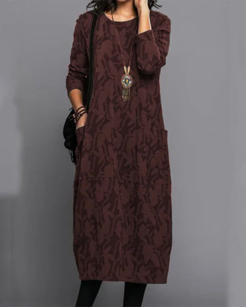 Dulcira | Long-Sleeved Pocket Dress with Print