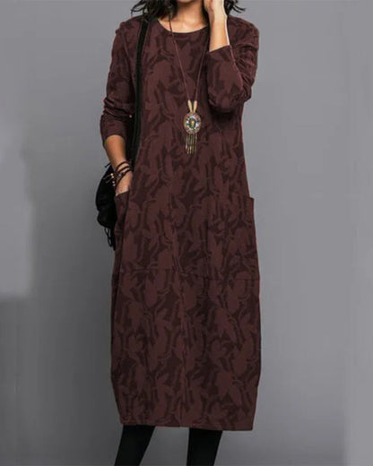 Dulcira | Long-Sleeved Pocket Dress with Print