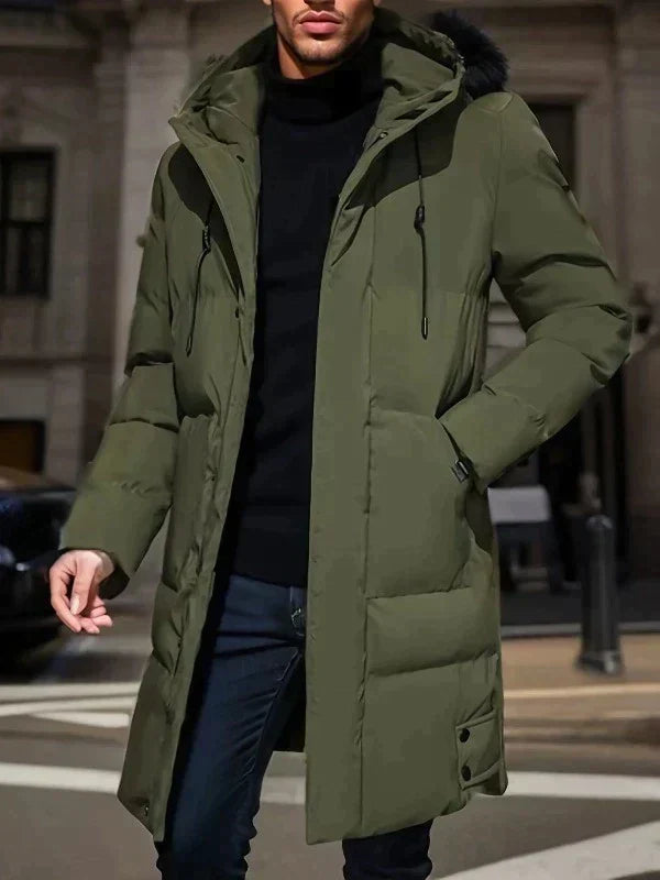 Dulcira | Men's Puffer Winter Jacket - Hooded Long Design