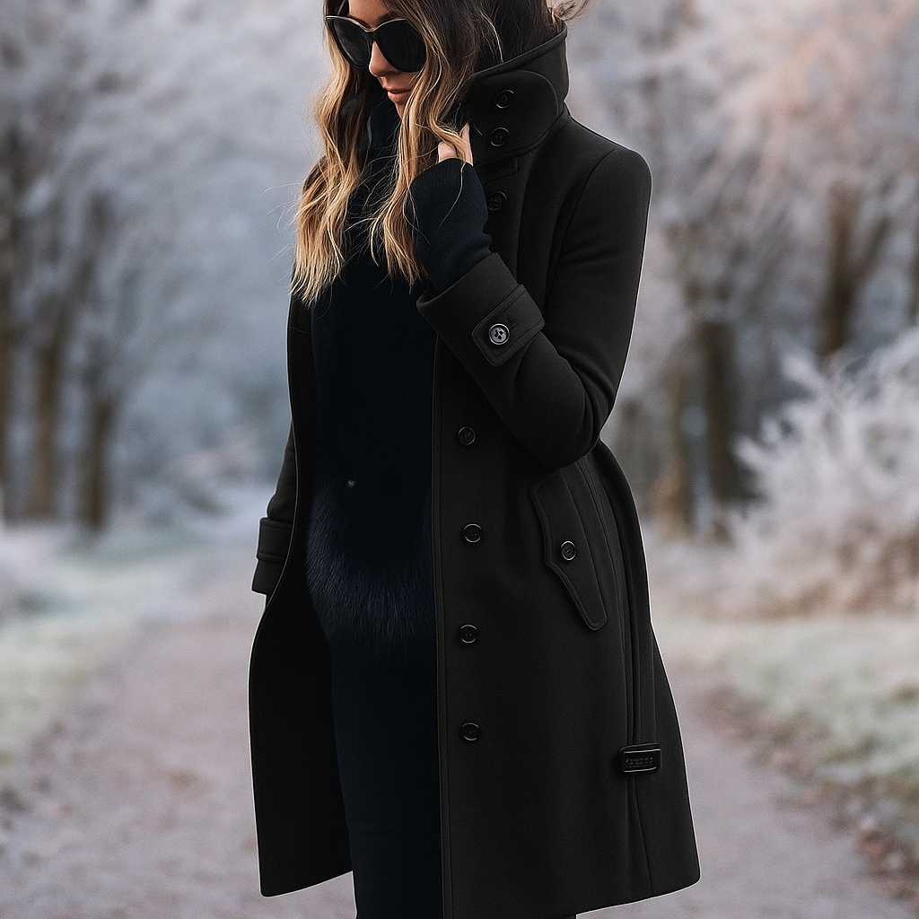 Dulcira | Elegant Double-Breasted Jacket with High Collar