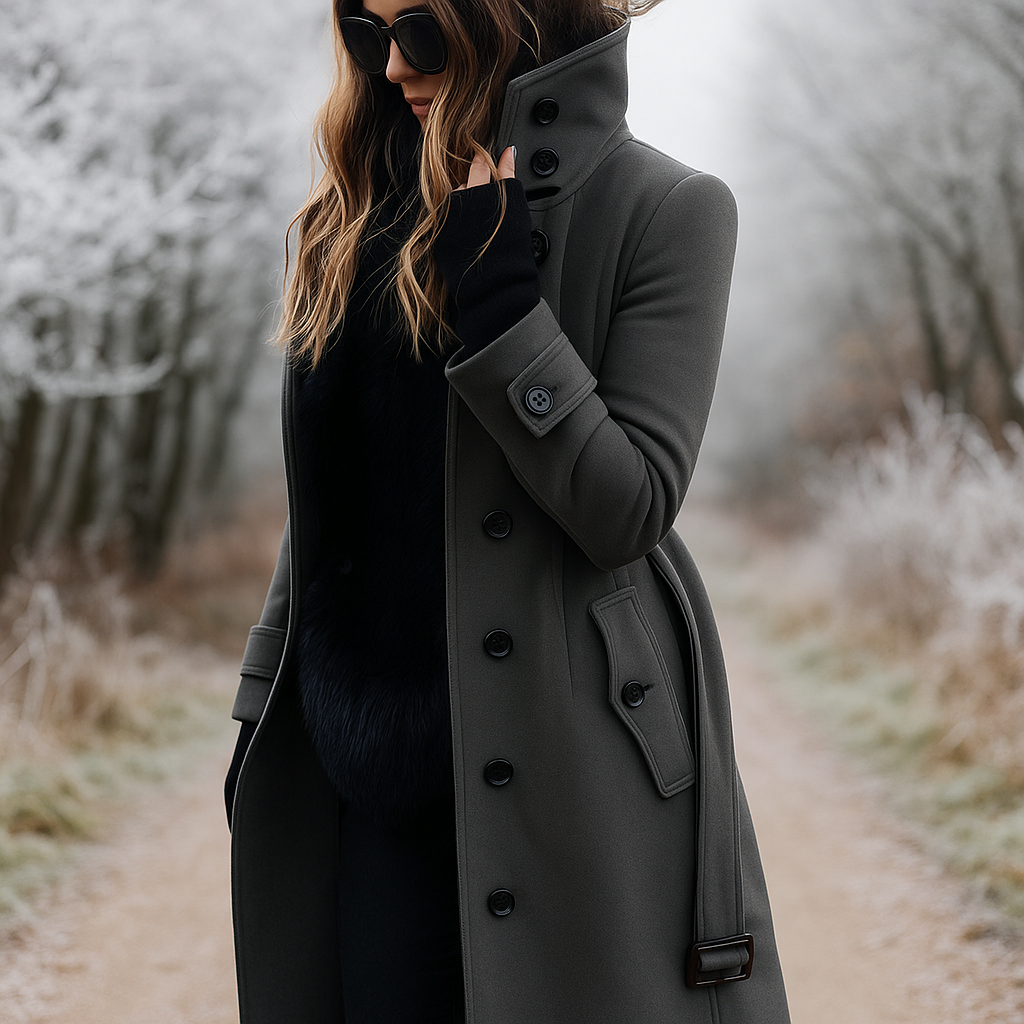 Dulcira | Elegant Double-Breasted Jacket with High Collar