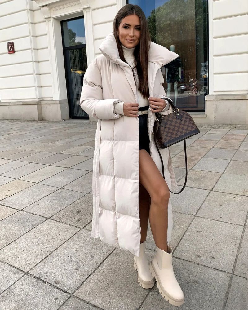 Dulcira | Long Puffer Jacket with Belt