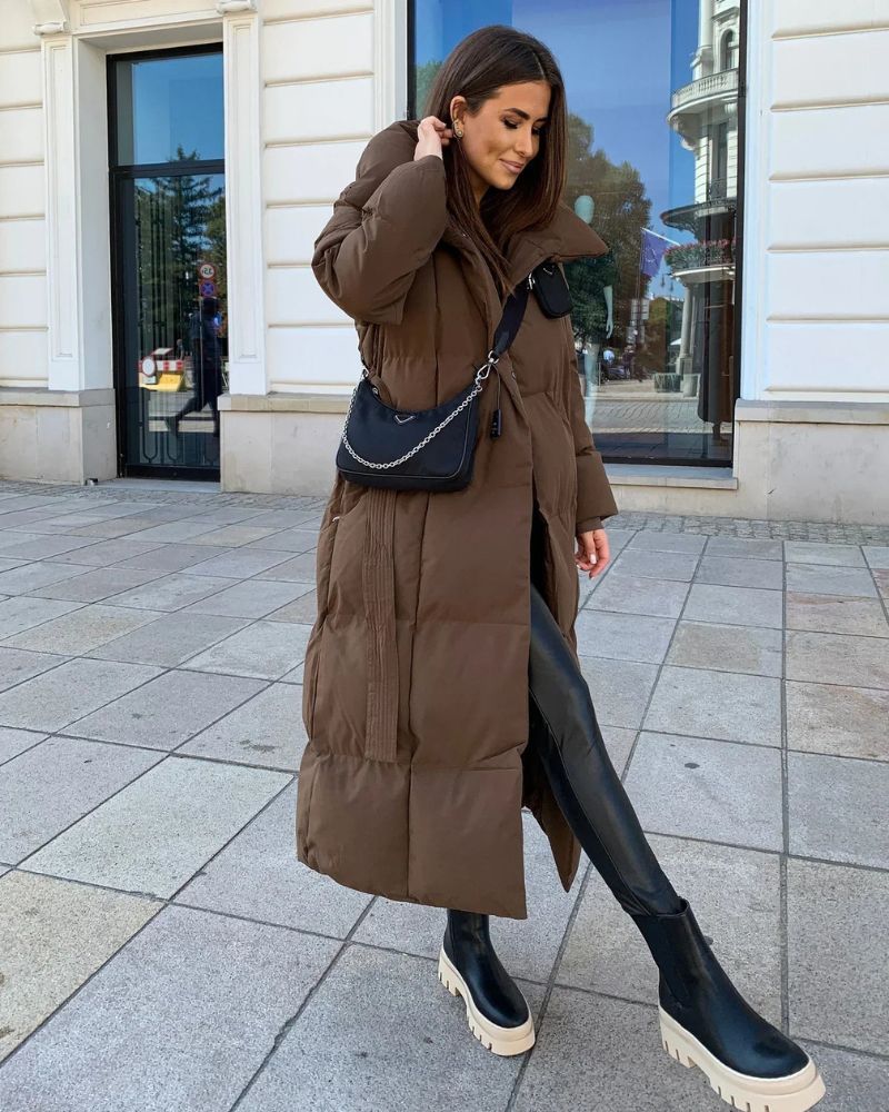 Dulcira | Long Puffer Jacket with Belt