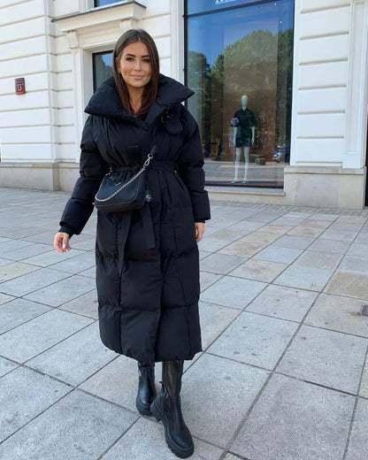 Dulcira | Long Puffer Jacket with Belt