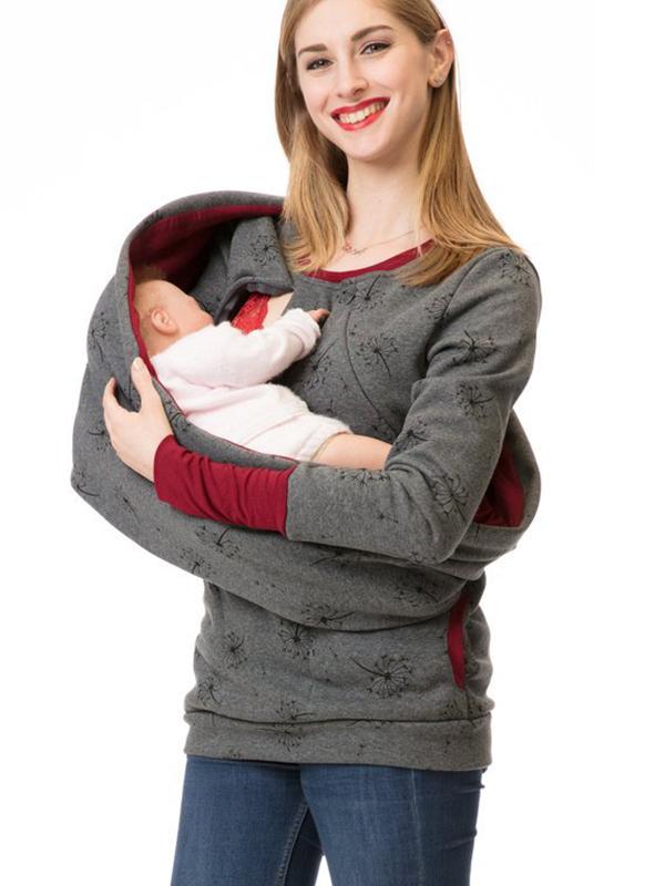 Dulcira | Maternity Chaps Nurse Sweatshirts Floral Print Bags Zipper Nursing Clothing