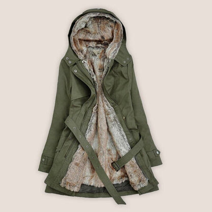 Dulcira | Faux Fur Lined Parka Hooded Parka Up To The Middle Of The Thigh