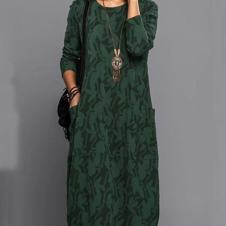 Dulcira | Long-Sleeved Pocket Dress with Print