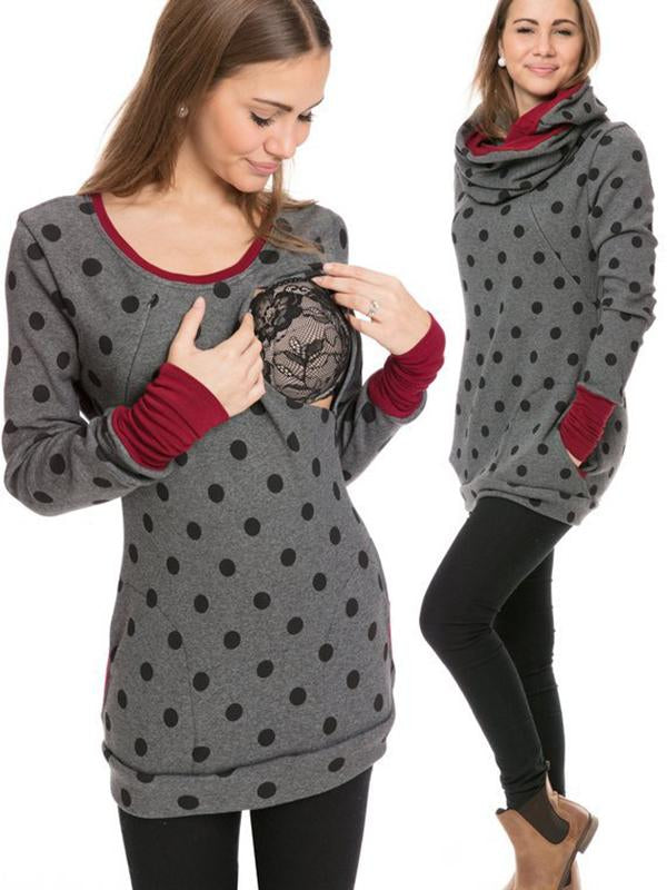 Dulcira | Maternity Chaps Nurse Sweatshirts Floral Print Bags Zipper Nursing Clothing
