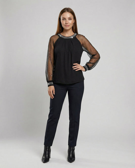 Dulcira | Stylish Mesh Top with Sequins