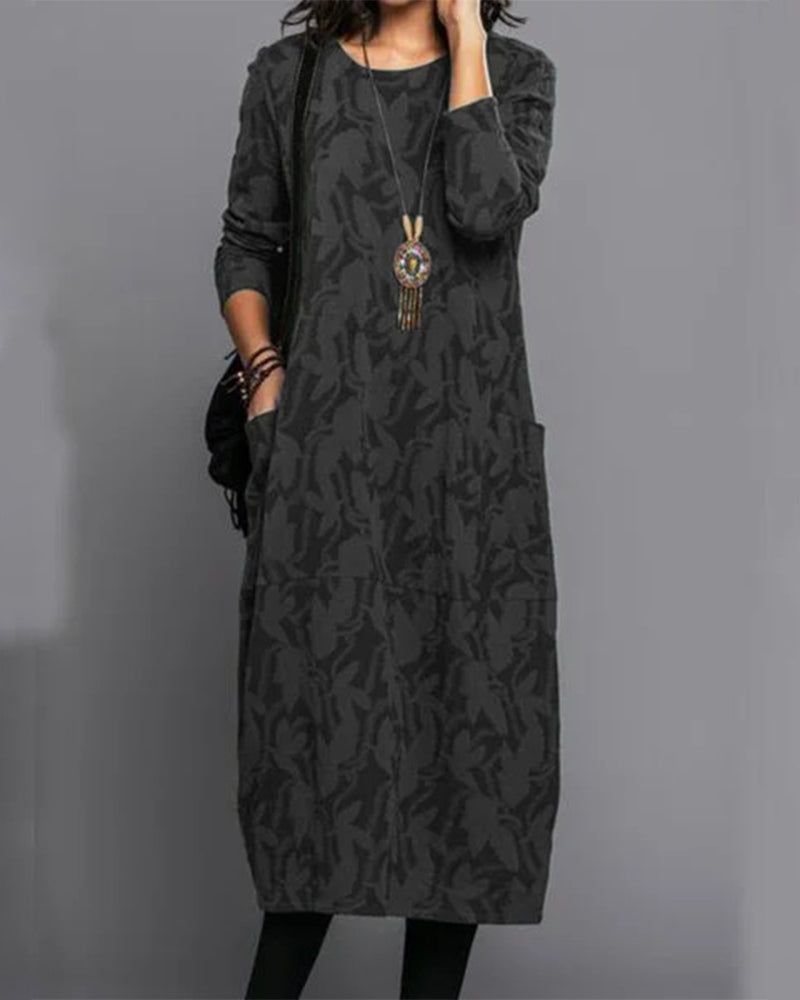 Dulcira | Long-Sleeved Pocket Dress with Print