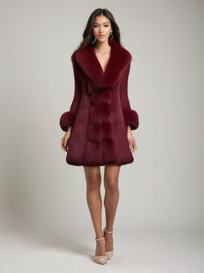 Dulcira | Winter Long with Contrast Collar for Women Ideal for The Cold Season