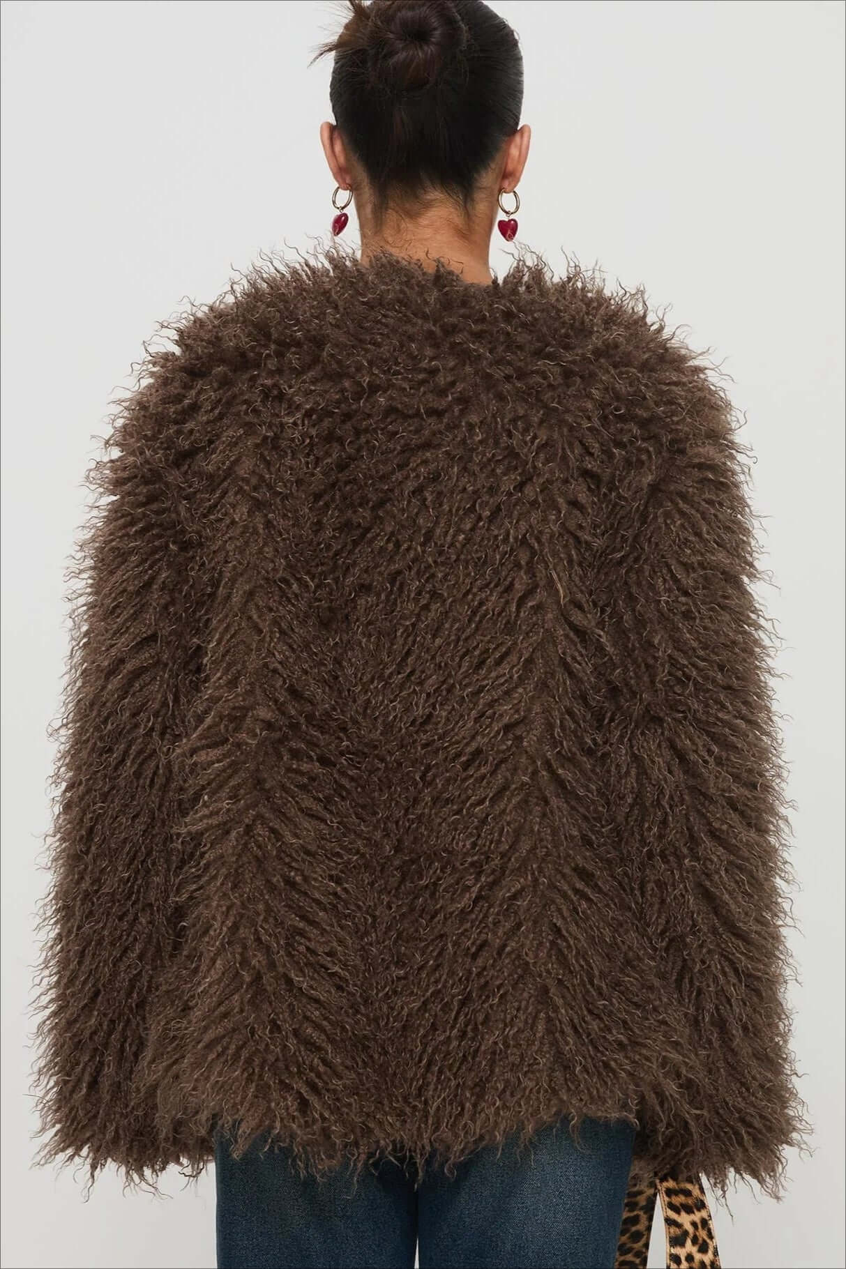Dulcira | Fluffy Brown Faux Fur Oversized Jacket