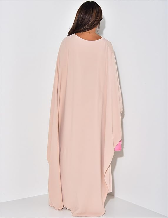 Dulcira | Elegant Maxi Dress with Round Neckline & Wide Sleeves – Women's Evening Dress with High Waist Long Dress for Festive Occasions