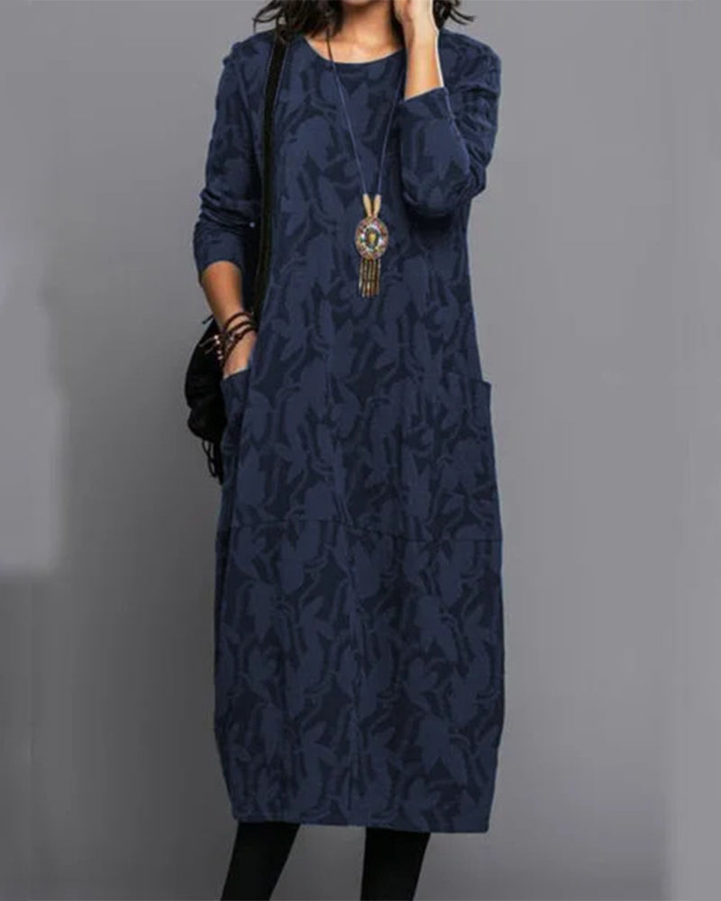 Dulcira | Long-Sleeved Pocket Dress with Print
