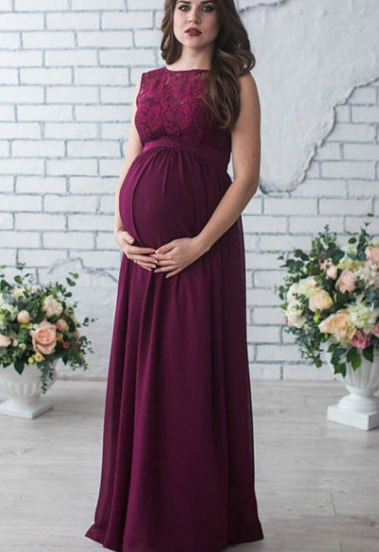 Women Elegant Lace Maternity Maxi Dress Dulcira