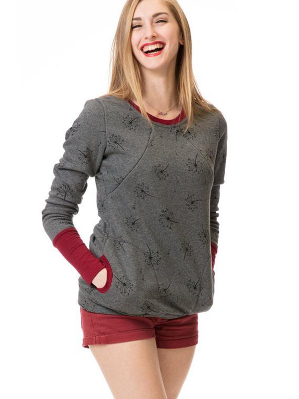Dulcira | Maternity Chaps Nurse Sweatshirts Floral Print Bags Zipper Nursing Clothing