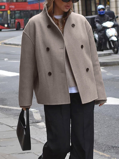 Dulcira | Button-Down-Jacket Women Short Beige Jacket with Modern Cut
