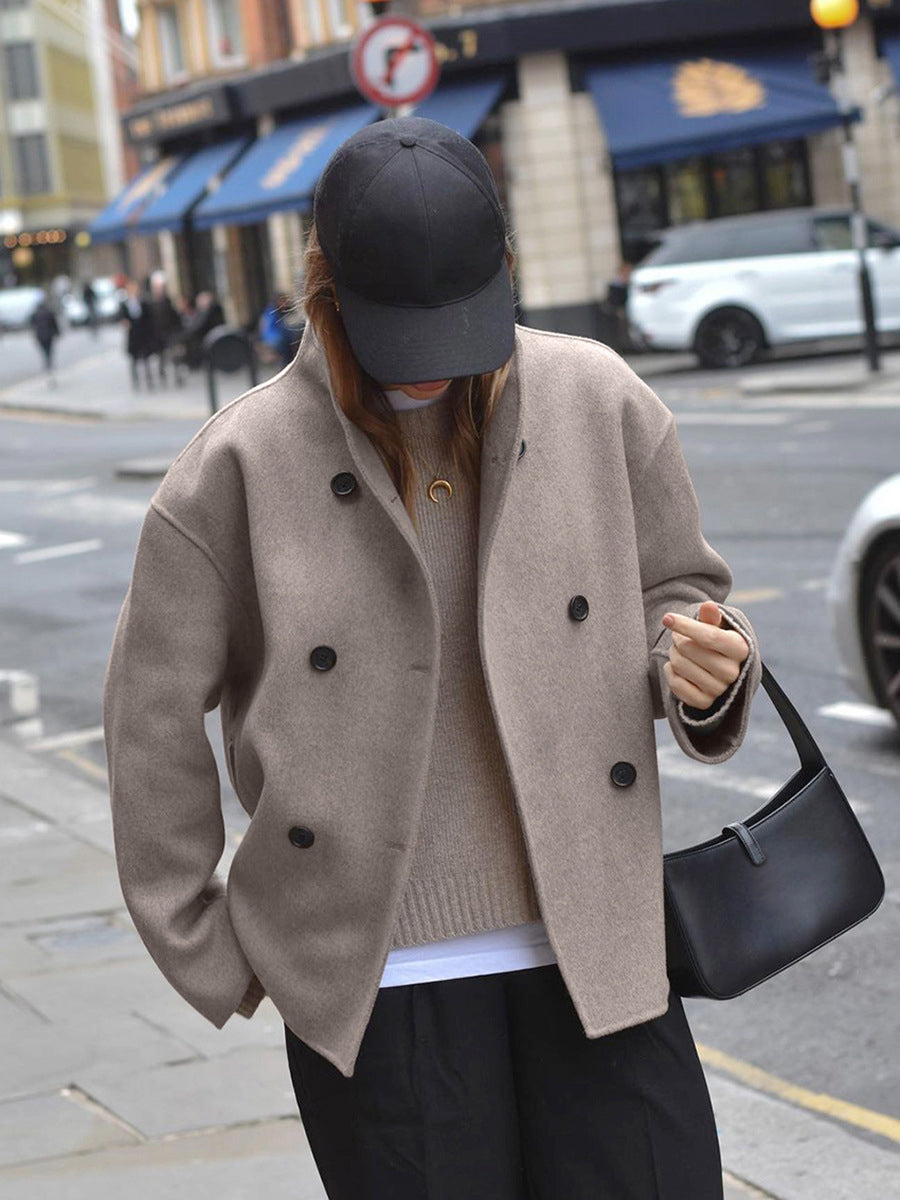 Dulcira | Button-Down-Jacket Women Short Beige Jacket with Modern Cut