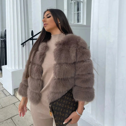 Dulcira | Warm Short Fluffy Jacket Faux Fur Coat for Women