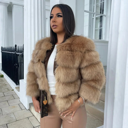 Dulcira | Warm Short Fluffy Jacket Faux Fur Coat for Women