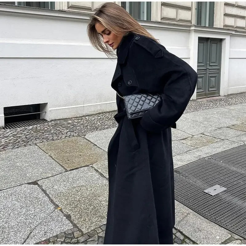 Dulcira | Women's Oversized Long Jacket with Lapel Collar