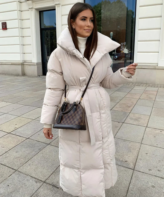 Dulcira | Padded Women's Puffer Jacket with Belt and High Collar