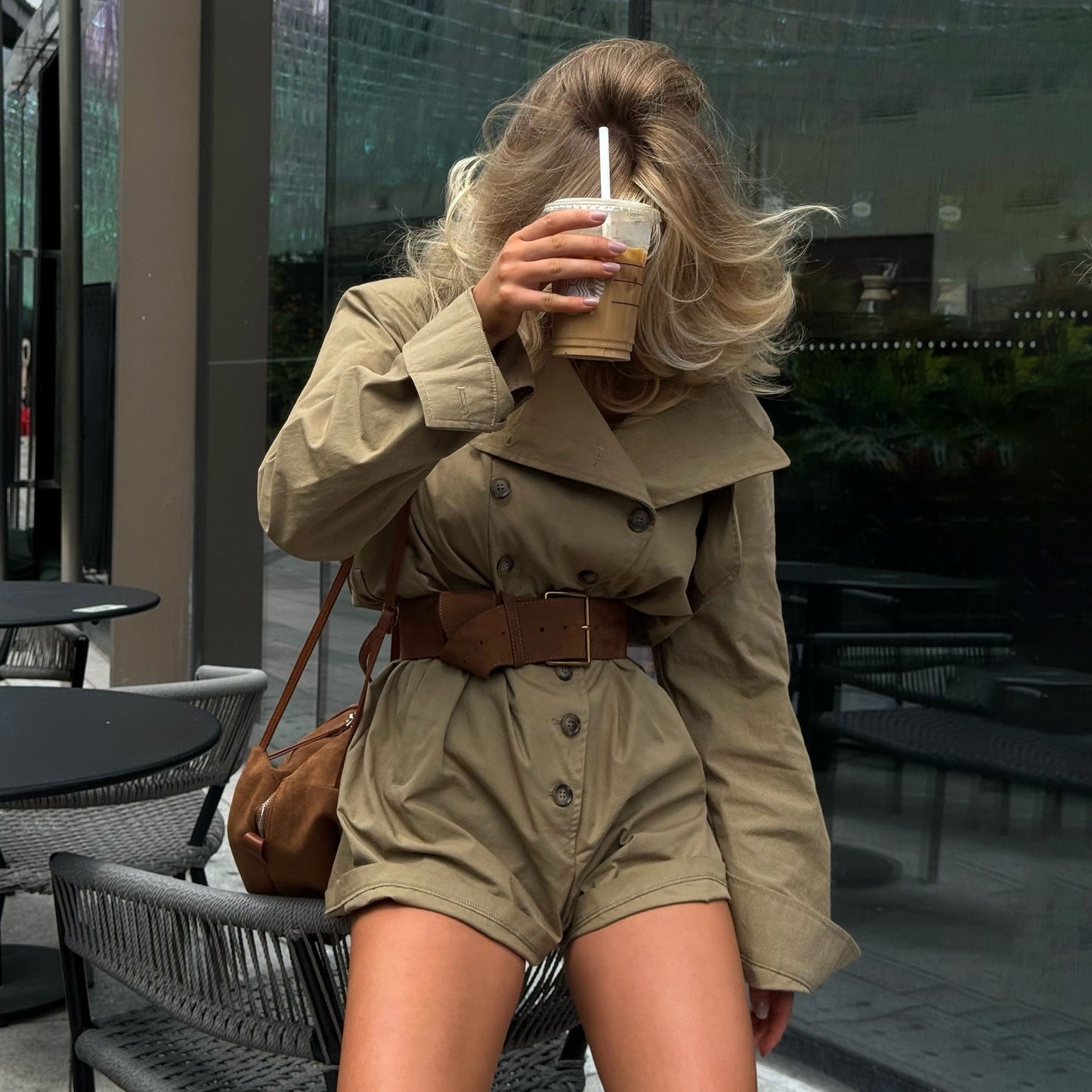 Dulcira | Women Short Jacket with Belt and Button Closure