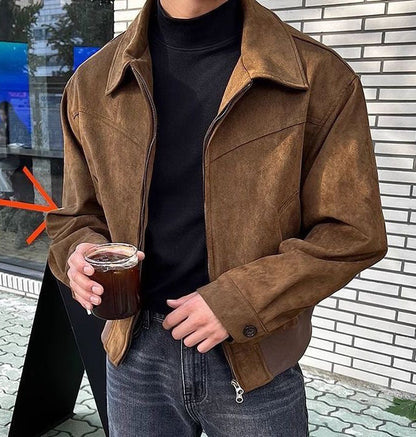 Men's Casual Transition Jacket Made Of Soft Artificial Leather with Zipper Dulcira