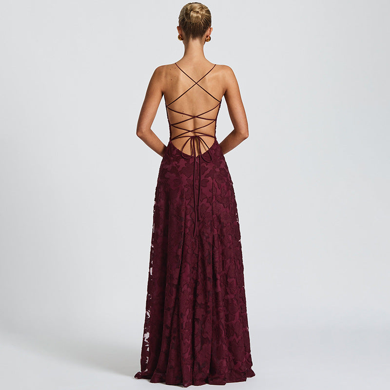 Women Elegant Evening Dress with Fine Floral Patterns and Sophisticated Details Dulcira