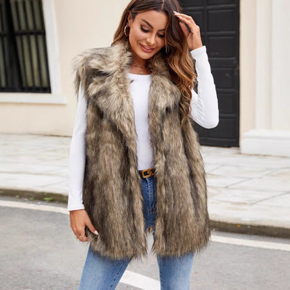 Dulcira | Women's Luxurious Faux Fur Vest with Voluminous Collar