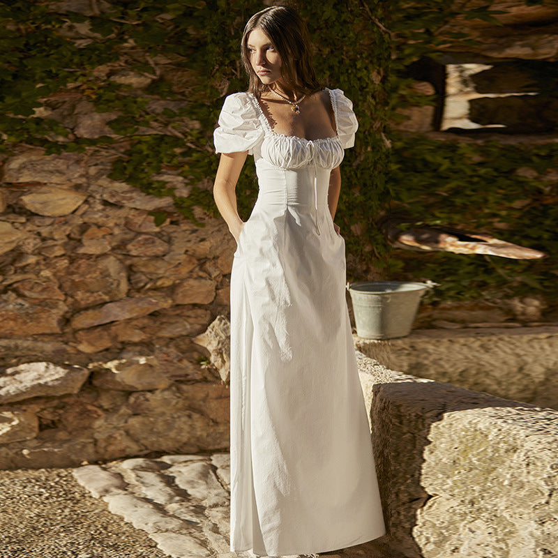 Women’s Maxi Dress with Puff Sleeves and Romantic Ruffle Detail Dulcira