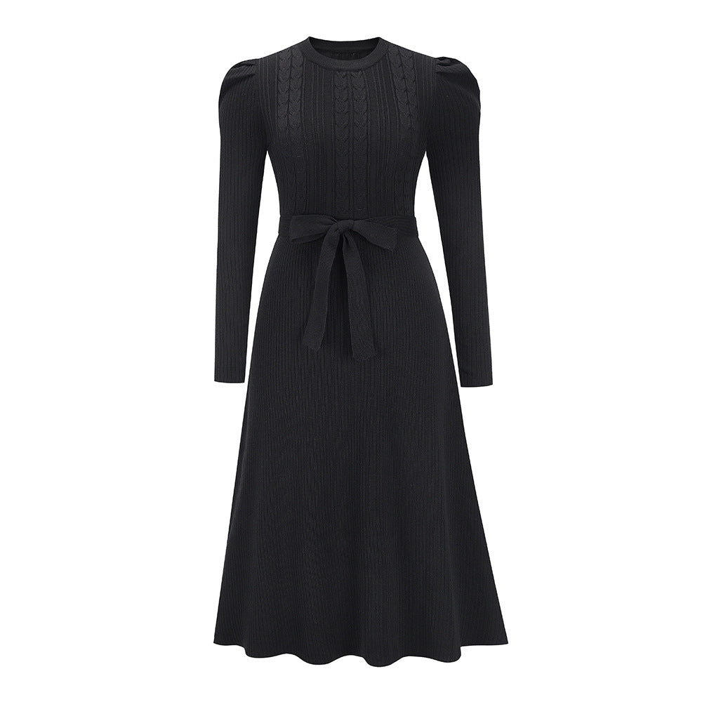 Dulcira | Knitted Midi Dress with Round Neckline
