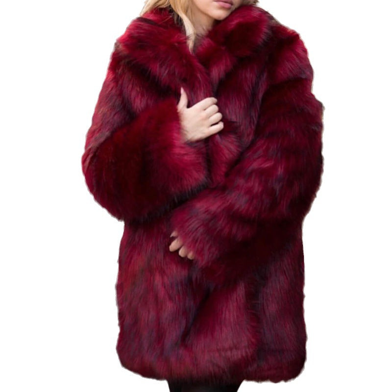 Dulcira | Ladies Luxurious Faux Fur Coat with Voluminous Sleeves