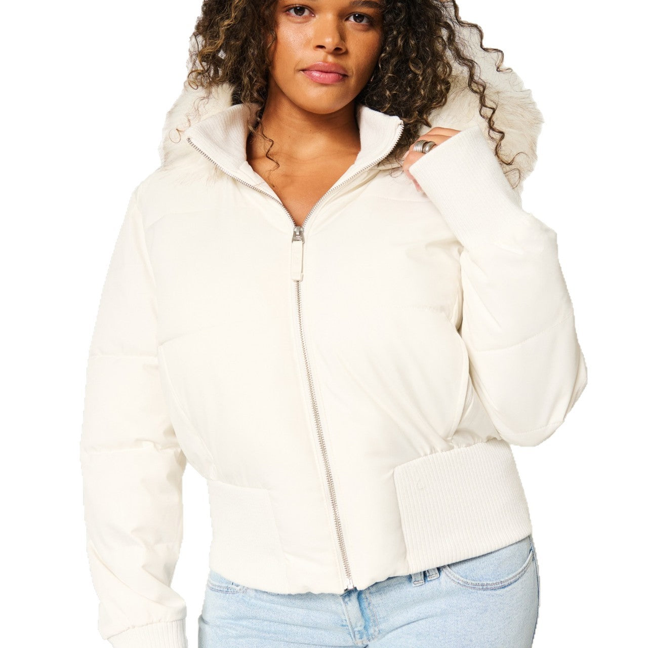 Women Quilted Winter Jacket with Removable Hood and Elastic Cuffs Dulcira