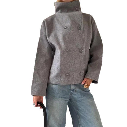 Women's Oversized Cropped Jacket with High Collar and Fancy Sleeve Dulcira