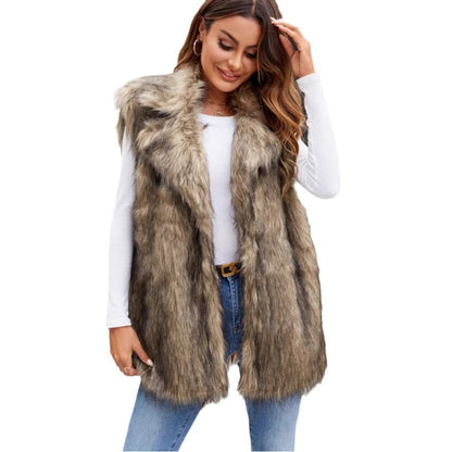 Dulcira | Women's Luxurious Faux Fur Vest with Voluminous Collar