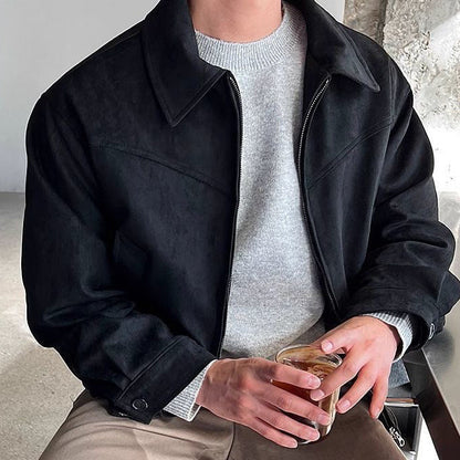 Men's Casual Transition Jacket Made Of Soft Artificial Leather with Zipper Dulcira