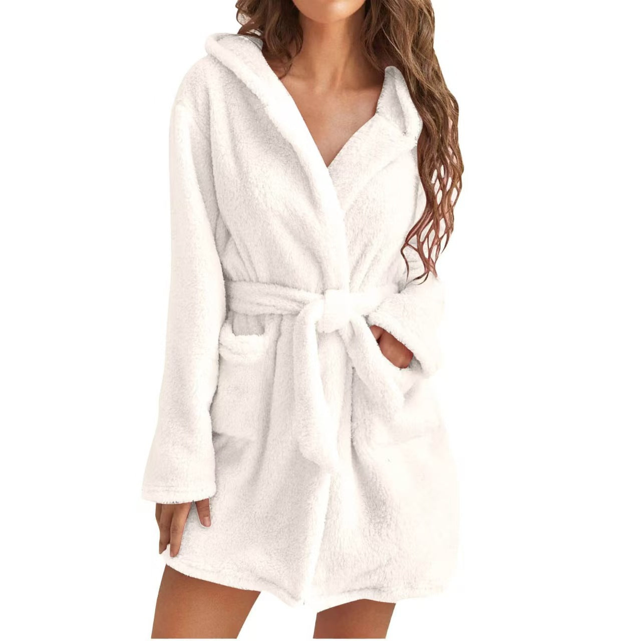 Women's Snuggly Fleece Bathrobe with Hood Dulcira