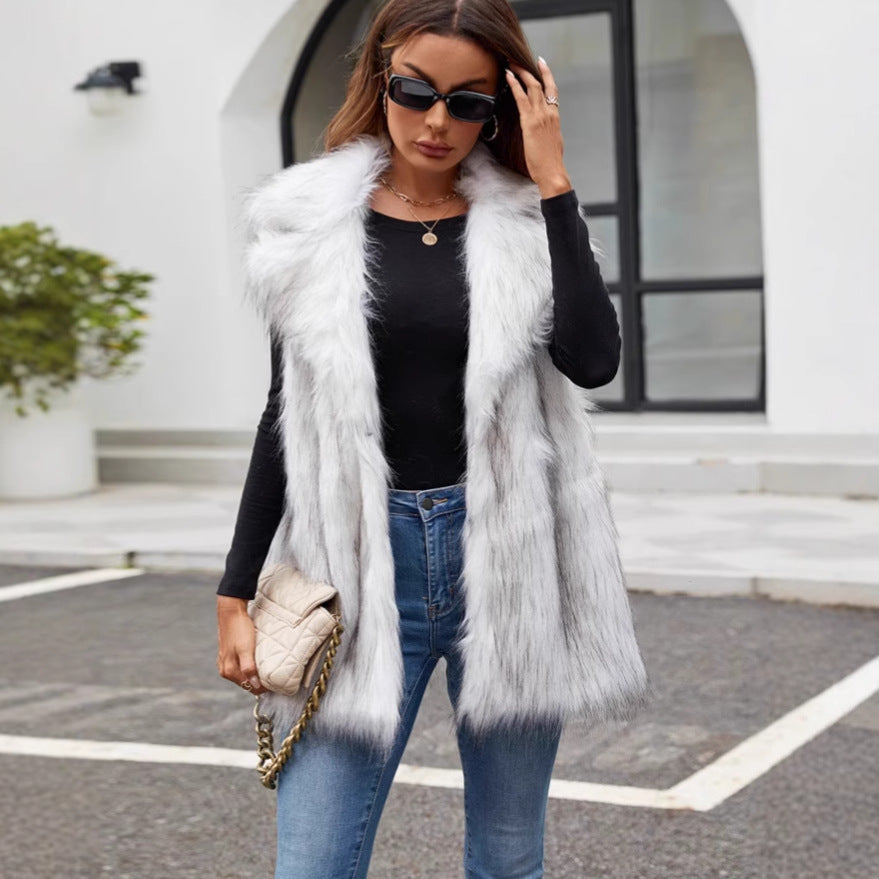 Dulcira | Women's Luxurious Faux Fur Vest with Voluminous Collar