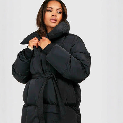 Dulcira | Padded Women's Puffer Jacket with Belt and High Collar