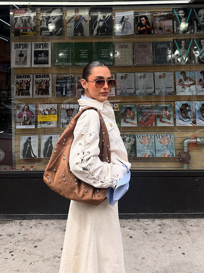 Dulcira | Ladies Designer Handbag with Decorative Pearl Details and Unique Cut