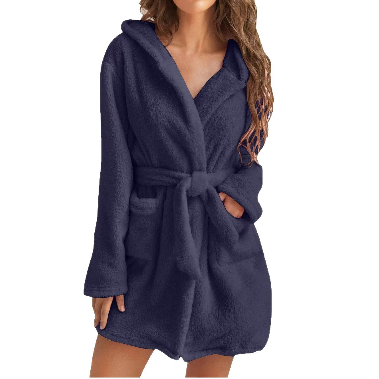 Women's Snuggly Fleece Bathrobe with Hood Dulcira