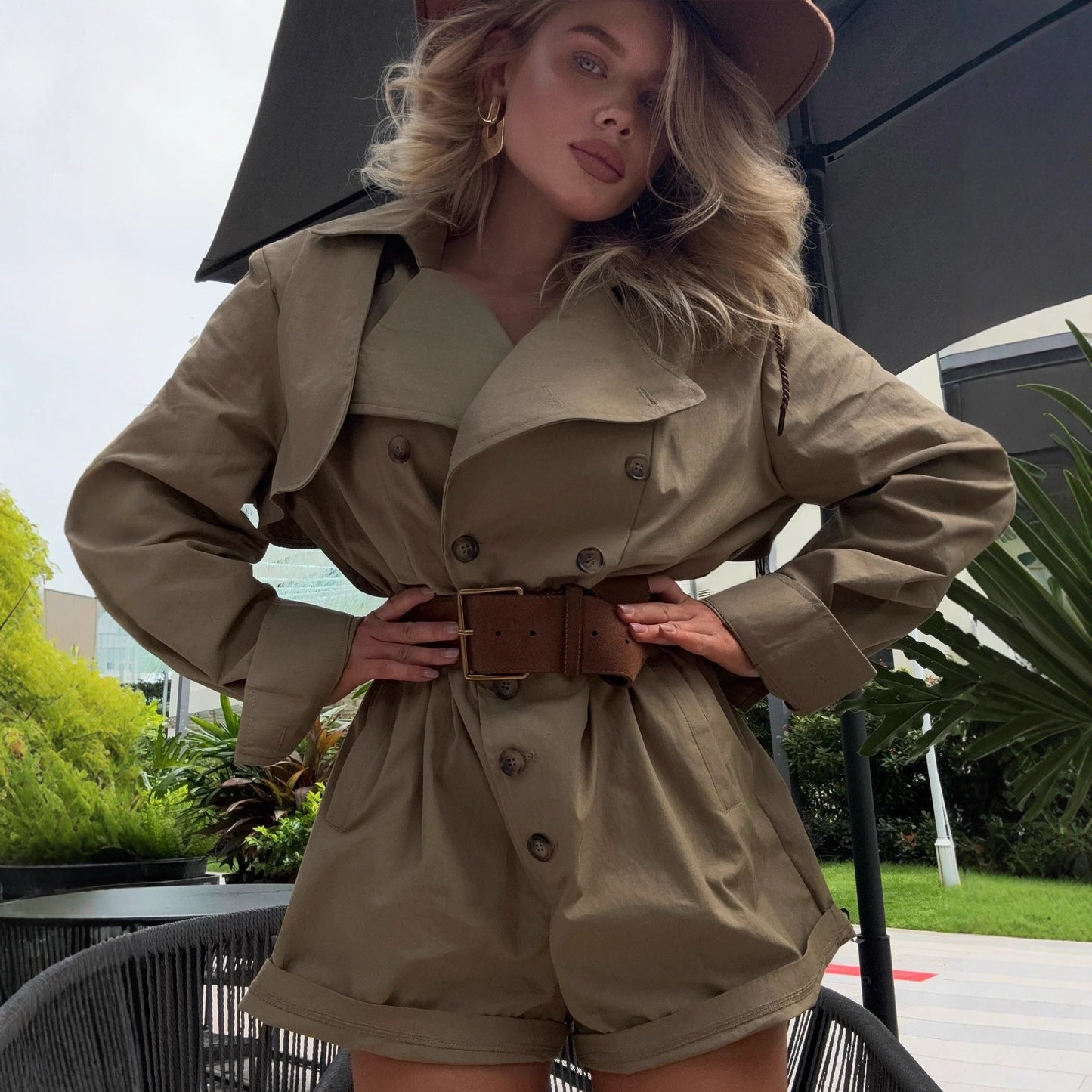 Dulcira | Women Short Jacket with Belt and Button Closure